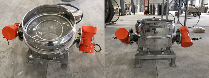 面粉振動(dòng)篩粉機(jī)細(xì)節(jié)：篩網(wǎng)展示，振動(dòng)電機(jī)展示。