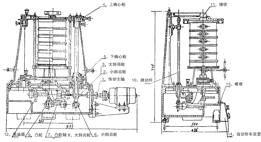 拍擊式振動篩結(jié)構(gòu)展示圖