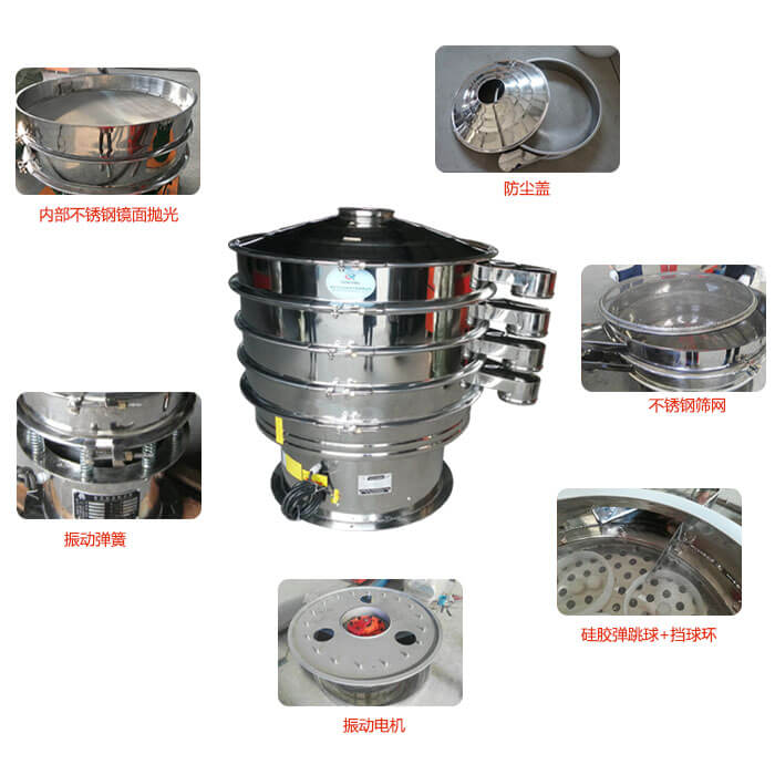 食品振動(dòng)篩部件：防塵蓋，不銹鋼篩網(wǎng)，鏡面拋光展示