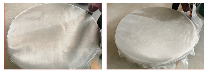 食品振動篩篩網(wǎng)安裝步驟2，利用束環(huán)將篩網(wǎng)固定在網(wǎng)架上，并將篩網(wǎng)拉緊。