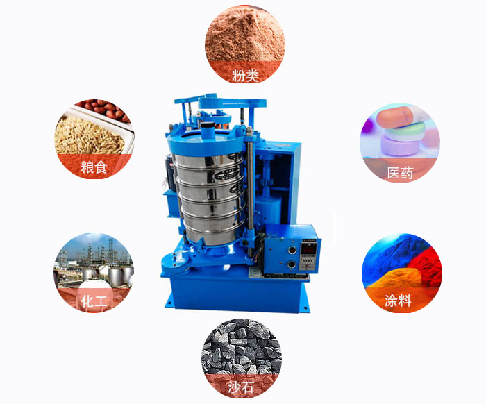 拍擊式標(biāo)準(zhǔn)振篩機(jī)適用范圍：粉狀，醫(yī)藥，糧食，石沙，化工，涂料等