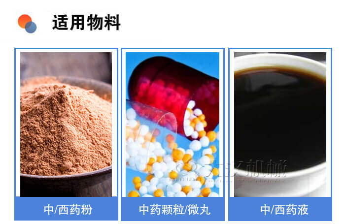 醫(yī)藥振動篩適用物料：中/西藥粉，中藥顆粒/微丸，中/西藥液。