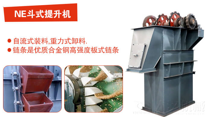 斗式提升機(jī)有：板鏈?zhǔn)?，皮帶式等多種形式主要依靠料斗完成物料的提升目的。