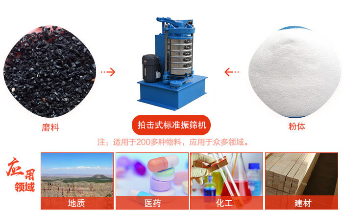 拍擊篩適用于多種物料顆粒狀，粉狀，不規(guī)則物料的篩分。